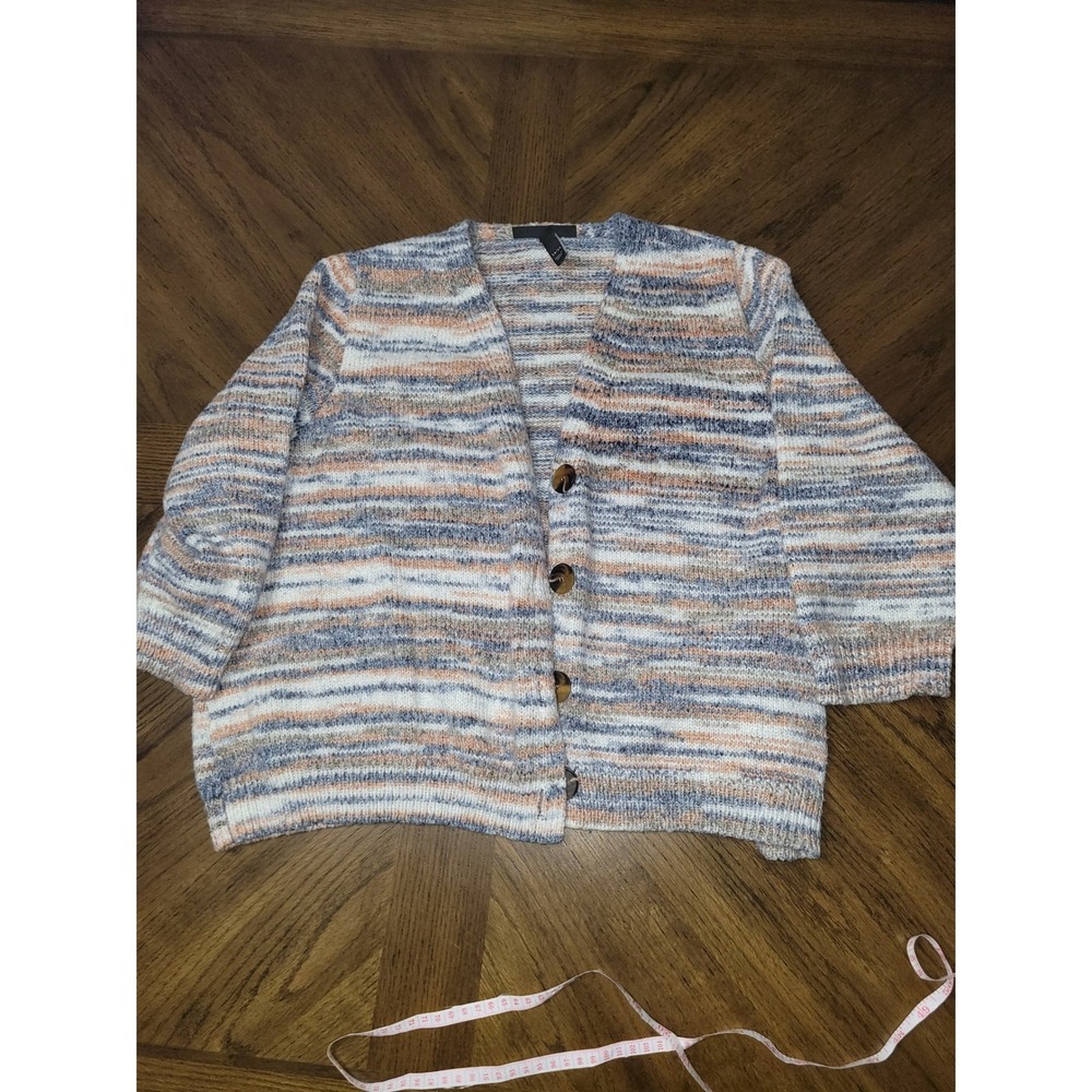 Lane Bryant‎ Multicolor Striped Cardigan Sweater Womens 14 16 Open Front Button